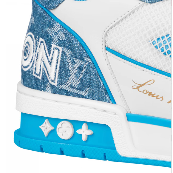 Louis Vuitton Denim Blue Monogram White LV Low Top Trainer Sneaker UK 9 US 10 11 - Picture 8 of 16